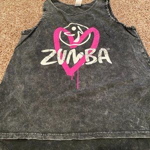 Zumba - gray & pink heart tank top - Small